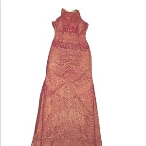 PINK BEADED SILK FORMAL SIZE 4